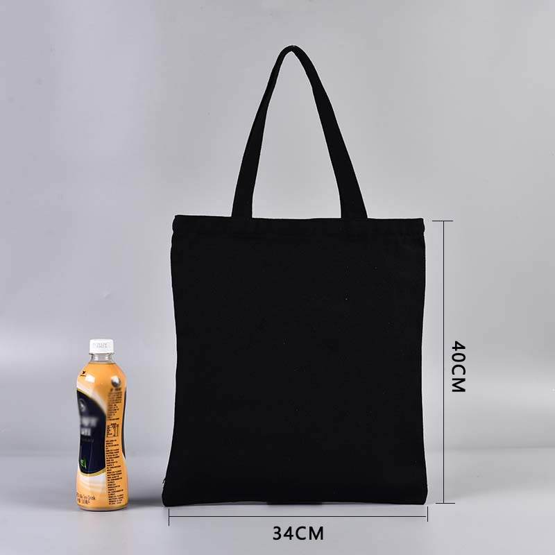 En stock bolsa de lona portátil en blanco personalizable logotipo de impresión en color de un solo hombro bolsa de compras bolsa de algodón de entrenamiento publicitario