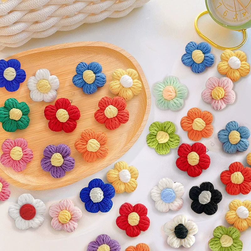 Шерстяные аксессуары с цветами, брошь ручной работы с отверстиями, вязаный шерстяной цветок, украшение для одежды, сумка, украшение для свитера, корсаж