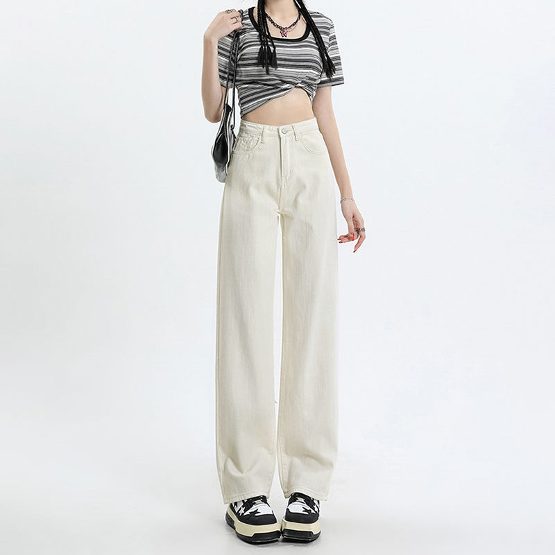 Personalized Versatile Drapey Floor-Length Jeans for Women 2025 Spring and Autumn Loose High-Waisted Slim Straight Wide-Leg Jeans Personalized Versatile Drapey Floor-Length Jeans for Women 2025 Spring and Autumn Loose High-Waisted Slim Straight Wide-Leg Jeans
