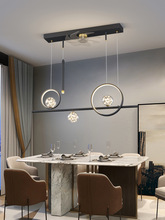 餐厅铝材风扇吊灯现代简约轻奢吊扇一体led餐厅灯餐桌饭厅长条灯
