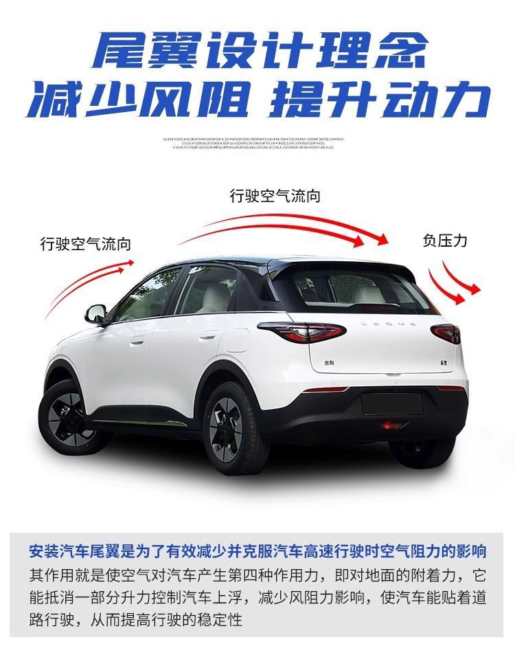 Suitable for Geely Xingyue rear spoiler modification to reduce wind resistance, sporty rear spoiler, top wing, fixed wind wing, glossy black, no-drill installation