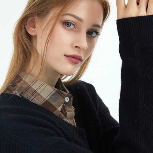 Grid blouse false collar temperament lotus edge stand collar grid shirt false collar women autumn winter inner sweater collar