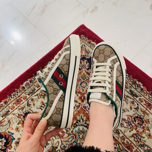 1977 Canvas Shoes for Men and Women, European Station Low-Top Autumn and Winter Sneakers, Printed Double g Casual Shoes, Retro Embroider