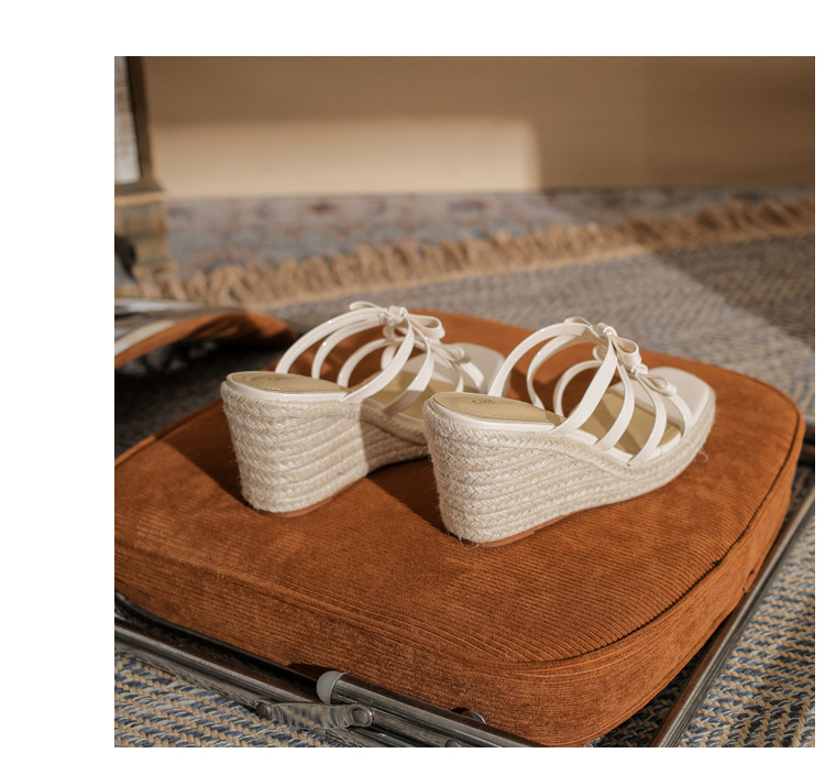 Sandal cao gót nữ hở mũi đế xuồng bện thừng gót 9 cm — màu trắng ngà chi tiết 21