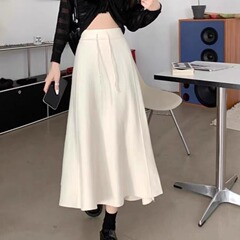 韓国版秋冬ファッションスカート女性ハイウエストで股間を遮る垂れ感a字毛糸ミディアムロング