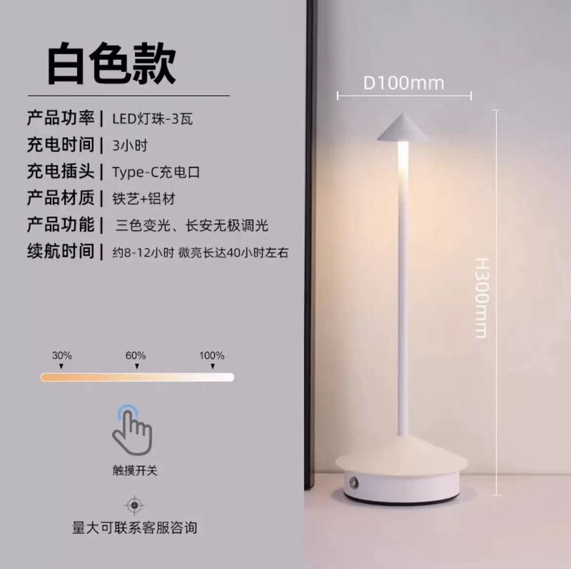 跨境批发小夜灯创意尖顶台灯户外露营充电灯餐厅咖啡厅酒吧氛围灯|undefined