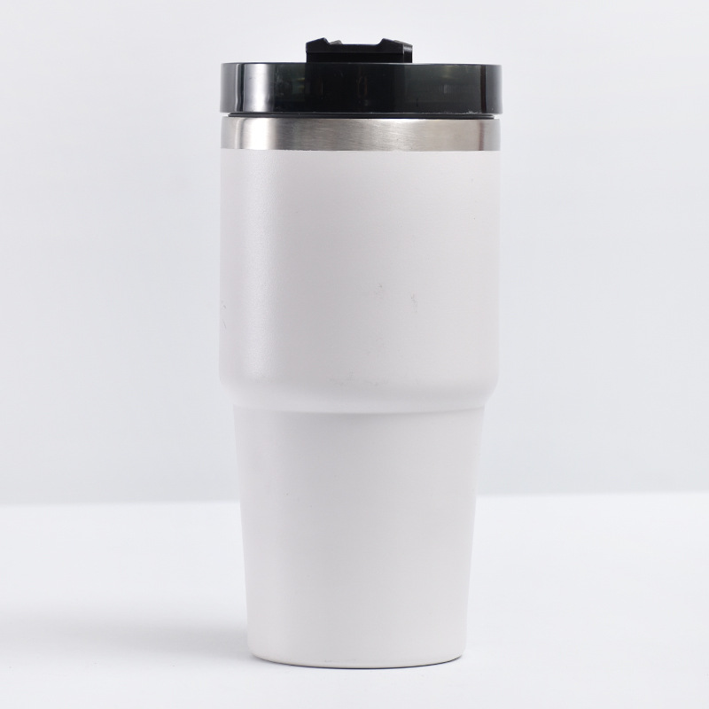 Taza de vacío de acero inoxidable 304 transfronterizo de doble capa de vacío con taza de helado de paja taza de coche portátil al aire libre