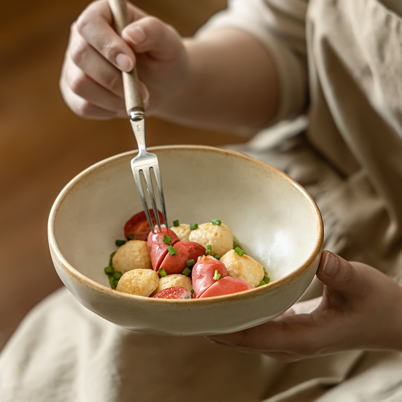 Hacer viejos cuencos de cerámica retro en forma especial cuencos de ensalada de restaurante cuencos de fideos cuencos domésticos cuencos creativos irregulares cuencos de verduras al por mayor