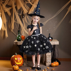 ハロウィーン衣装子供服スカートコスプレ女の子帽子付き魔女星スカート魔女衣装