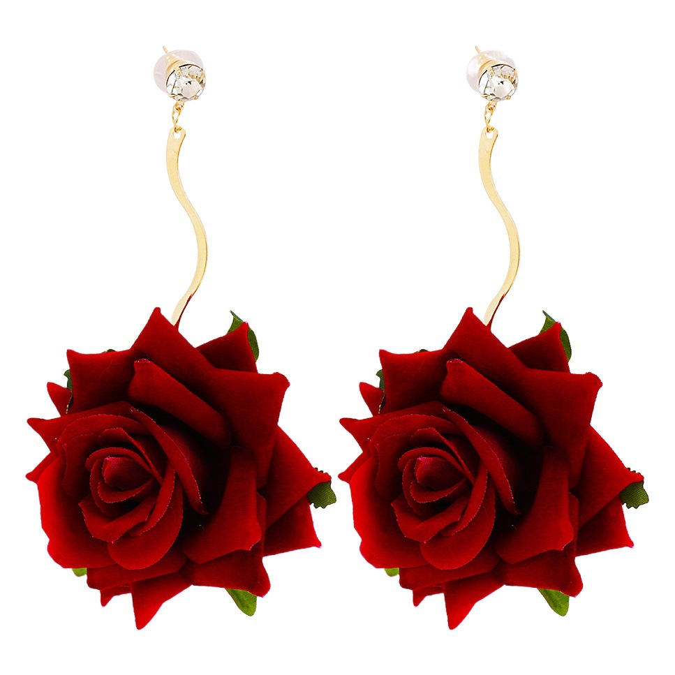 55939 Mori pendientes de diseño Eternal Rose flor pendientes elegantes pendientes femeninos pendientes grandes pendientes