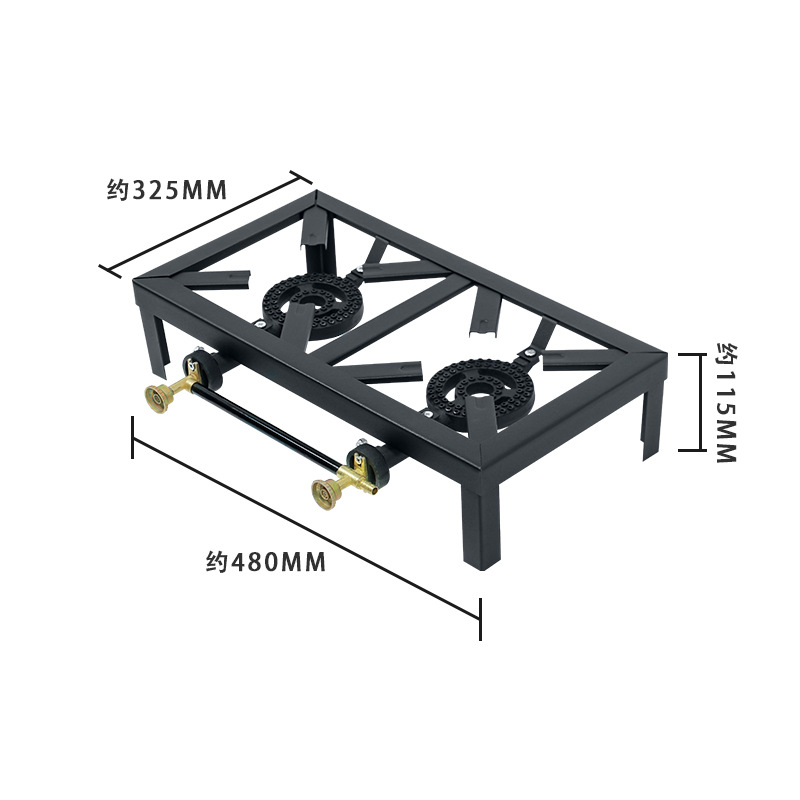 Estufa de doble cabeza de fuego feroz de América del Norte con soporte estufa de hierro fundido estufa de gas de alta potencia estufa de gas de patio al aire libre