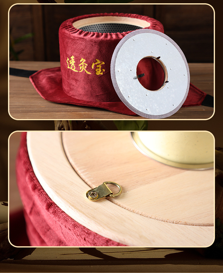 Wooden Moxa Box Smoke Filter Portable Moxibustion Device with 3 Stone Ground Moxa Sticks 7cm for Full Body Warming preparation