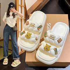 小熊厚底涼拖鞋女款夏天外穿時尚可愛踩屎感網紅超火三亞海邊涼鞋