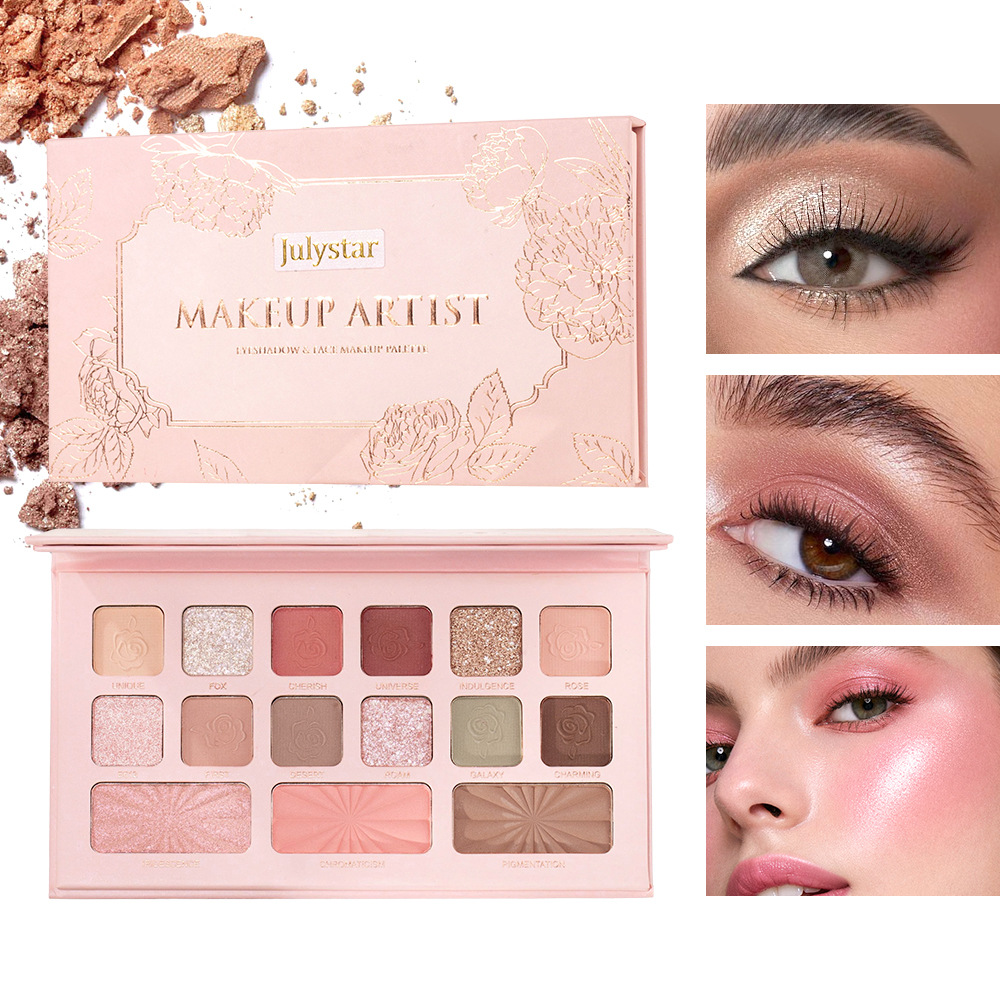 Temu's New Natural Facial Contouring and Brightening High-Gloss Makeup Palette, Multi-Color Matte Fine Shimmer Easy-To-Blend Blush Palette