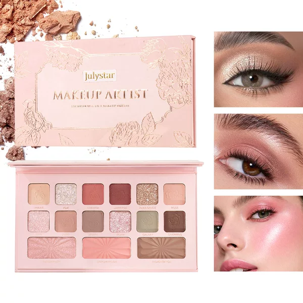 Temu's New Natural Facial Contouring and Brightening High-Gloss Makeup Palette, Multi-Color Matte Fine Shimmer Easy-To-Blend Blush Palette