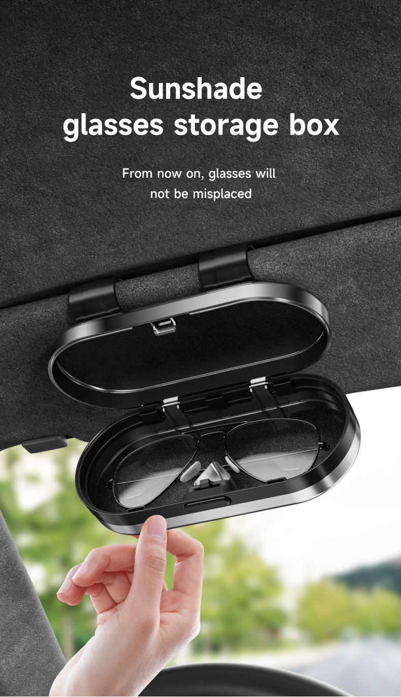 Cross-Border Car Glasses Case Car Sun Visor Glasses Clip Sunglasses Storage Box Glasses Holder High-End Sunglasses Clip