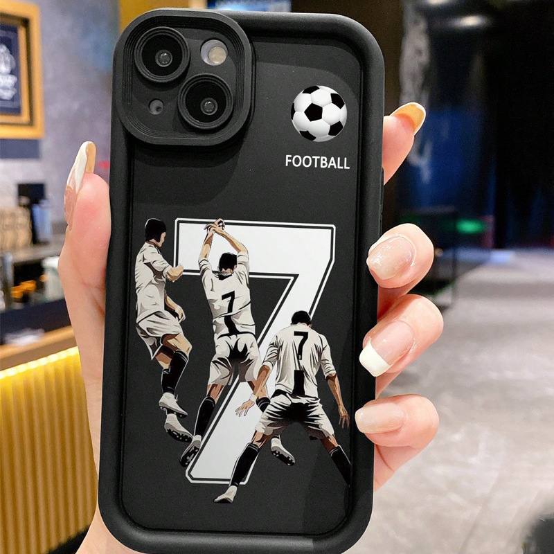 Football No. 7 Jersey Mobile Phone Protective Case Is Suitable for Apple 15/14Pro/13 Black 16 Soft Shell 17Promax