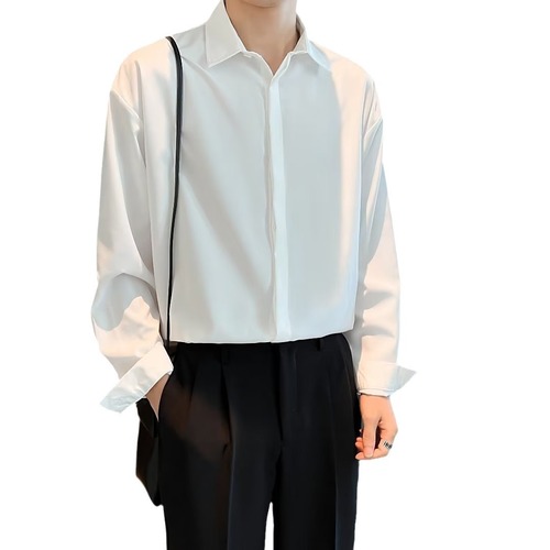 Men's Spring and Summer Shirt 2024 New Trend Brand Affordable Loose Long-Sleeve Shirt Outerwear Ice Silk Drape Fabric Clothing