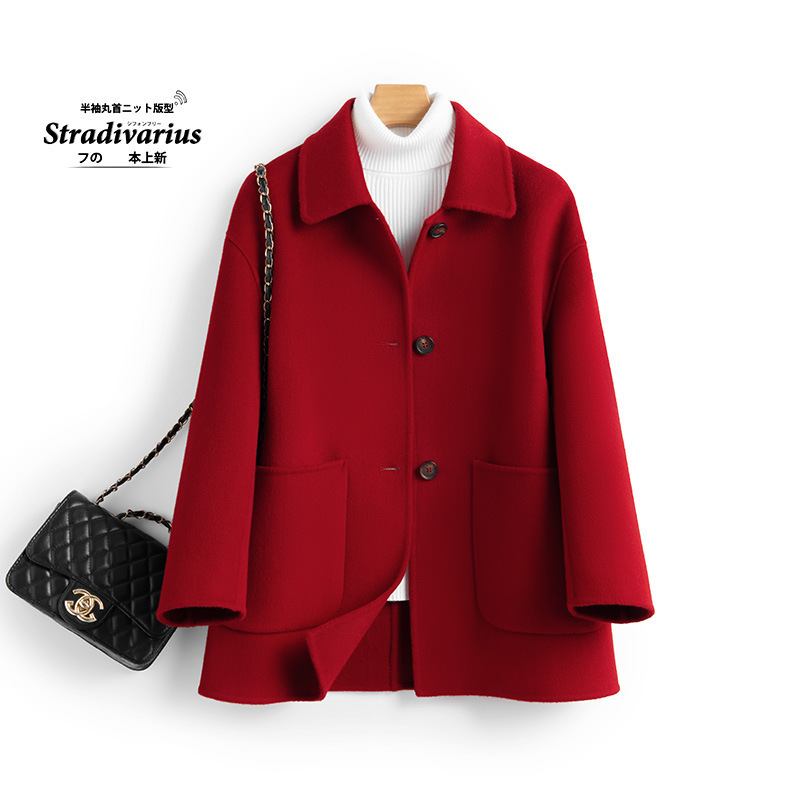 Women's Mid-length Double-sided Wool Coat Winter New Large Pocket Casual Fashion Simple Workplace All-match Coat