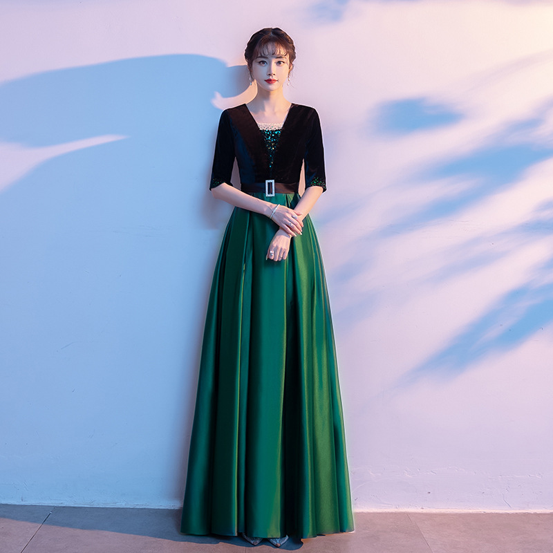 Modern Chorus Costume Women's Long Dress Performance Costume Red Song Chorus Competition Dress Slim-fit Long Dress