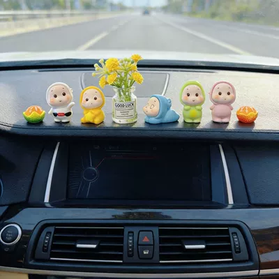 Doll Decoration for Car, Car ornaments - a-set-of-5-healing-pajamas-for-star-people-lucky-yellow-vase-big-orange-and-big-benefits