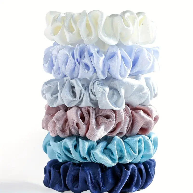 Set de scrunchies transfronterizos en colores sólidos, estilo coreano, set de scrunchies elegante y casual.