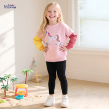Little maven欧美女童卫衣套装拼色加绒童装秋款可爱长袖儿童套装