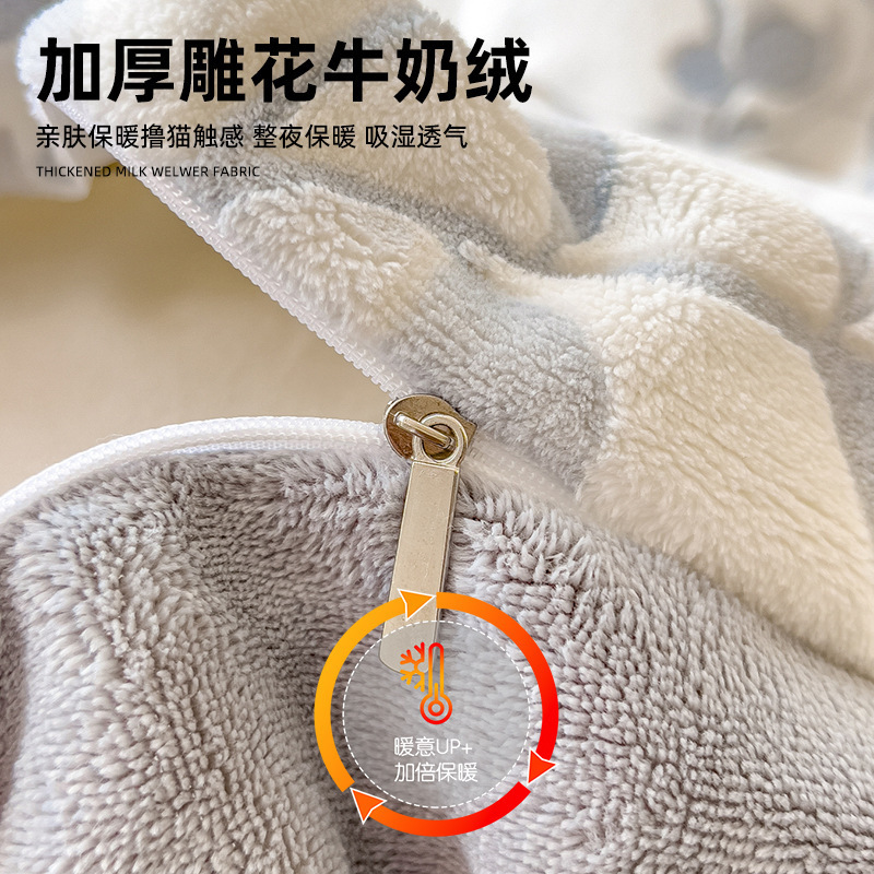 Leche de cama de cuatro piezas otoño y invierno 2025 nuevo invierno más sábanas de coral de flanel cubierta al por mayor