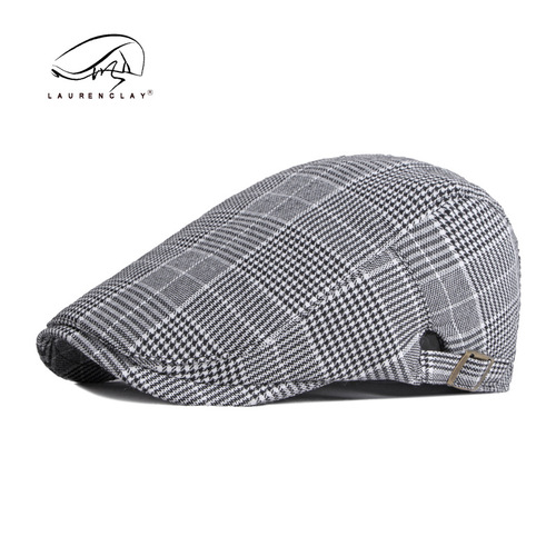 Plaid beret men's British retro spring and summer thin Korean style fashionable casual forward hat women's duck bill painter's hat