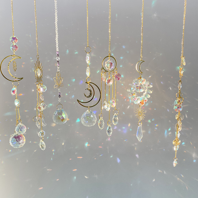62g Weight Dreamcatcher Home Textiles & Decor Type 1 Piece Quantity Indoor Occasion Crystal Material Circle, Moon Pattern Romantic, Simple Style Style Romantic Simple Style Circle Moon Crystal Dreamcatcher Wall Art 无