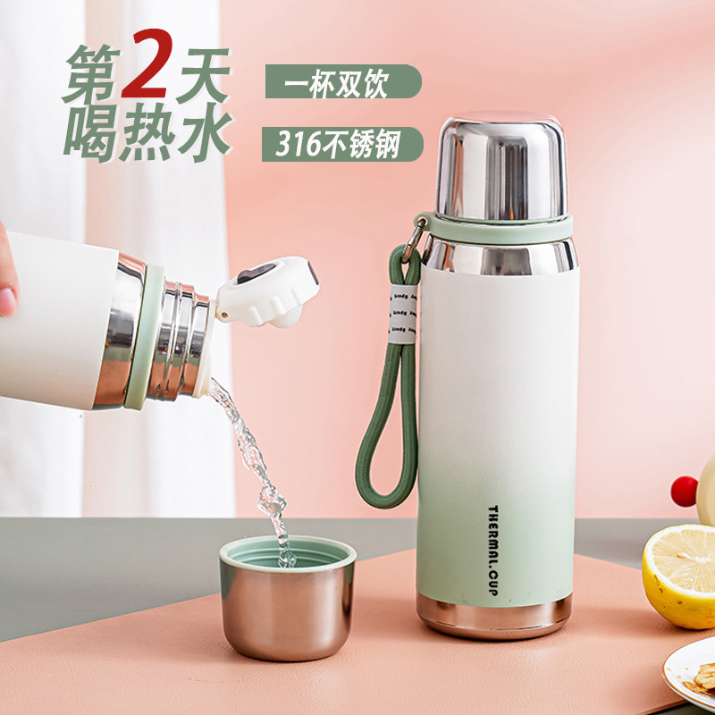 Light Luxury 316 Stainless Steel Thermos Cup Large Capacity Female Student Water Cup Outdoor Car Portable Household Tea Cup