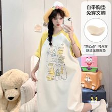 睡裙女夏季春秋冬款学生家居服可爱外穿薄款短袖宽松大码睡衣夏天