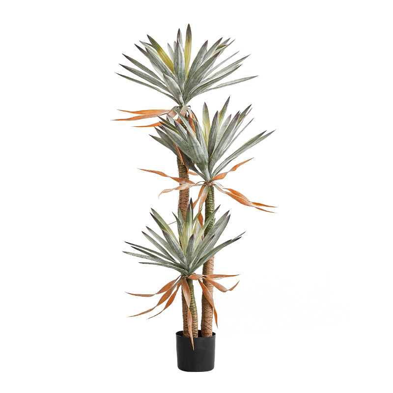 Plantas verdes, plantas artificiales en maceta de hierro holandés, decoración grande para sala de estar, plantas falsas, árboles artificiales, paisajismo, árboles decorativos de agave