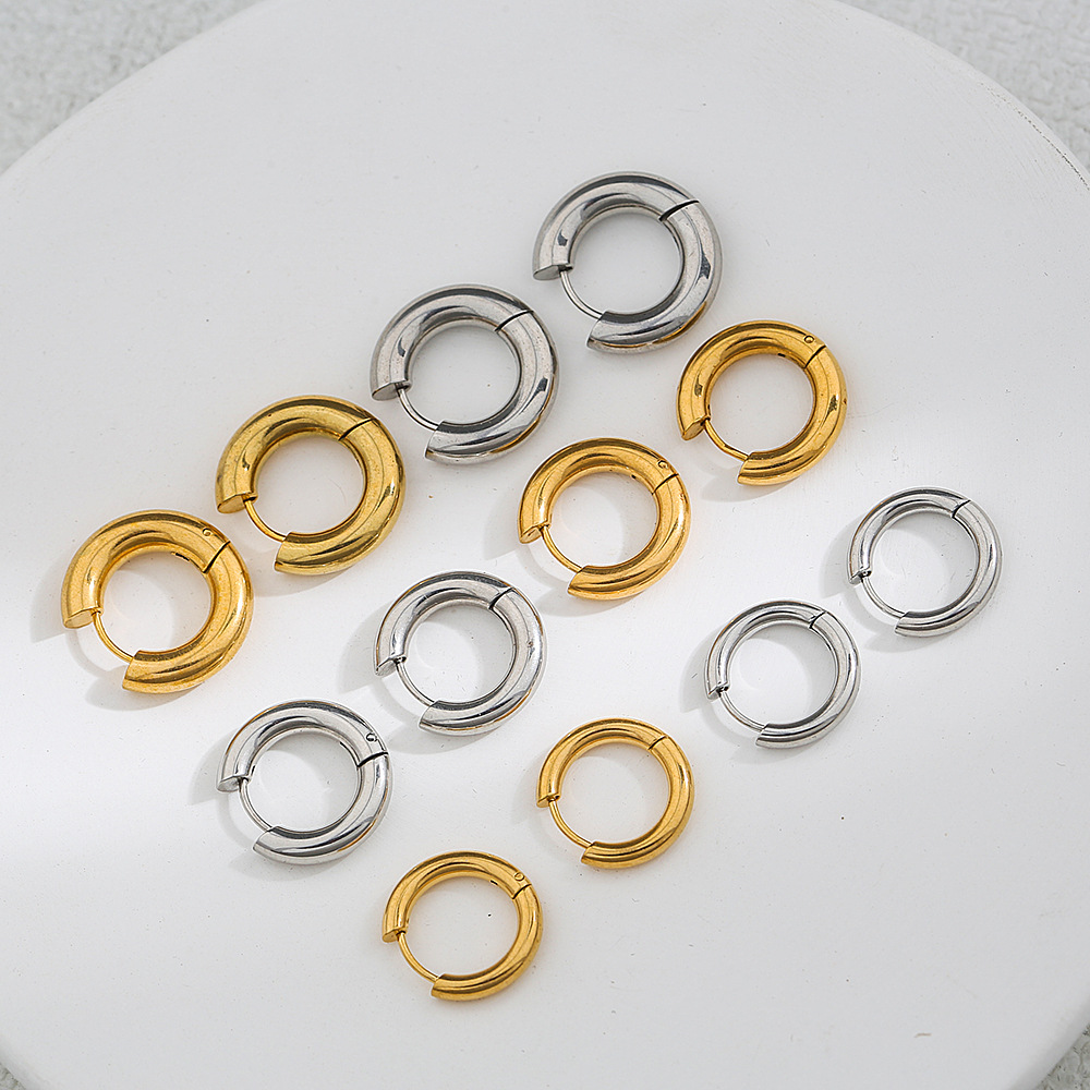 Holiday, Street Occasion 304 Stainless Steel Material 1 Pair Simple Style Geometric Plating 304 Stainless Steel Stainless Steel Earrings