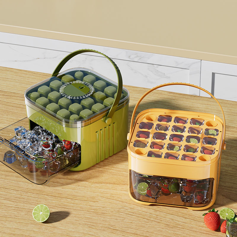 按压冰格冰块模具制冰盒易脱模塑料磨具冰桶大容量储冰家用食品级|undefined