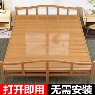 Summer Bamboo Bed Cheap Foldable Bed Single Double Home Adult Lunch Break Nap Hard Board Cool Bed Solid Wood Bed