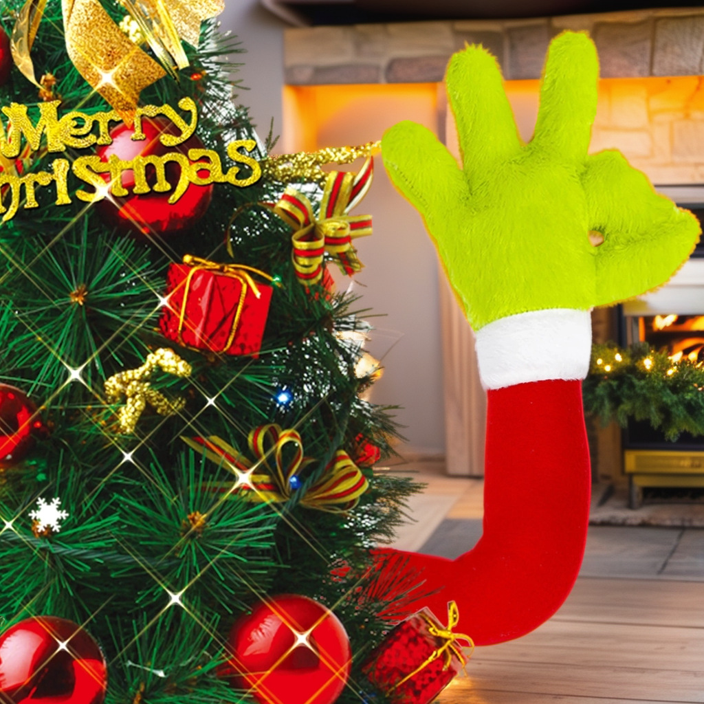 Nuevo Grinch muñeca de Navidad Grinch piel verde extraño brazo muñeca elfo decoración del árbol de Navidad decoraciones