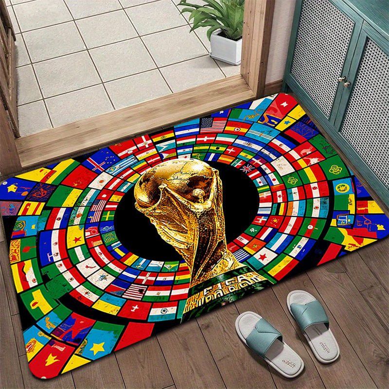 Cross-Border World Cup Cartoon Bathroom Mat, Wear-Resistant, Dirt-Resistant, Water-Absorbent Diatom Mud Floor Mat, Easy-Care Bathroom Mat for Home Use