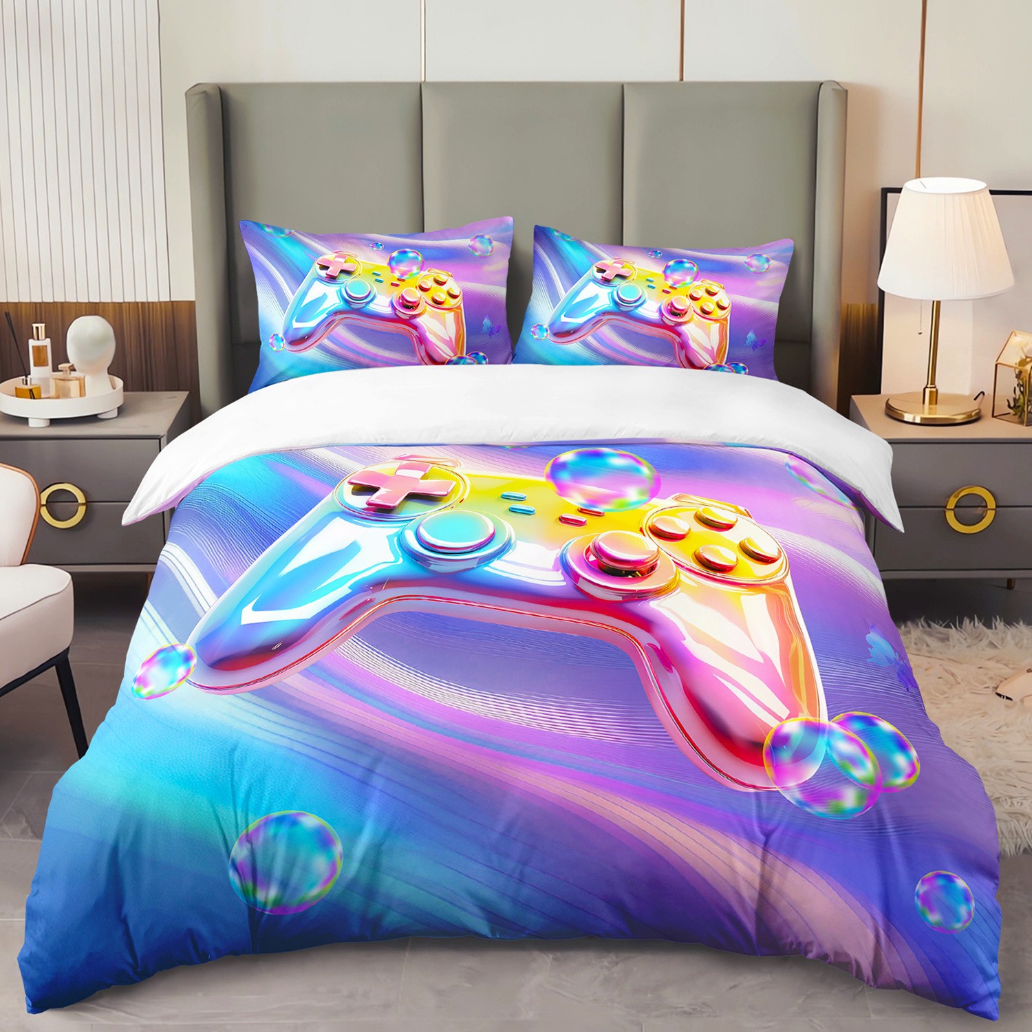 Textil doméstico transfronterizo molienda digital impresión quilt kit mango de juego fuente de fábrica graffiti llevar TEMU / JIT