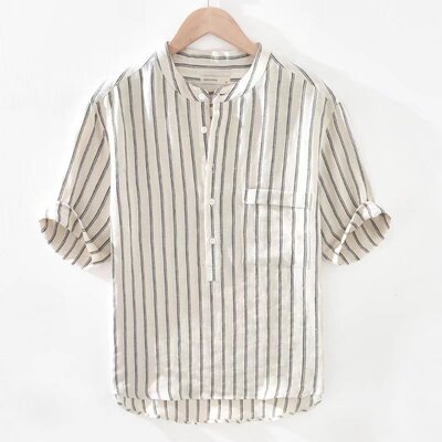 solar system stripe Short sleeved shirt Trend summer Easy Thin section Stand collar half sleeve shirt Trend coat jacket