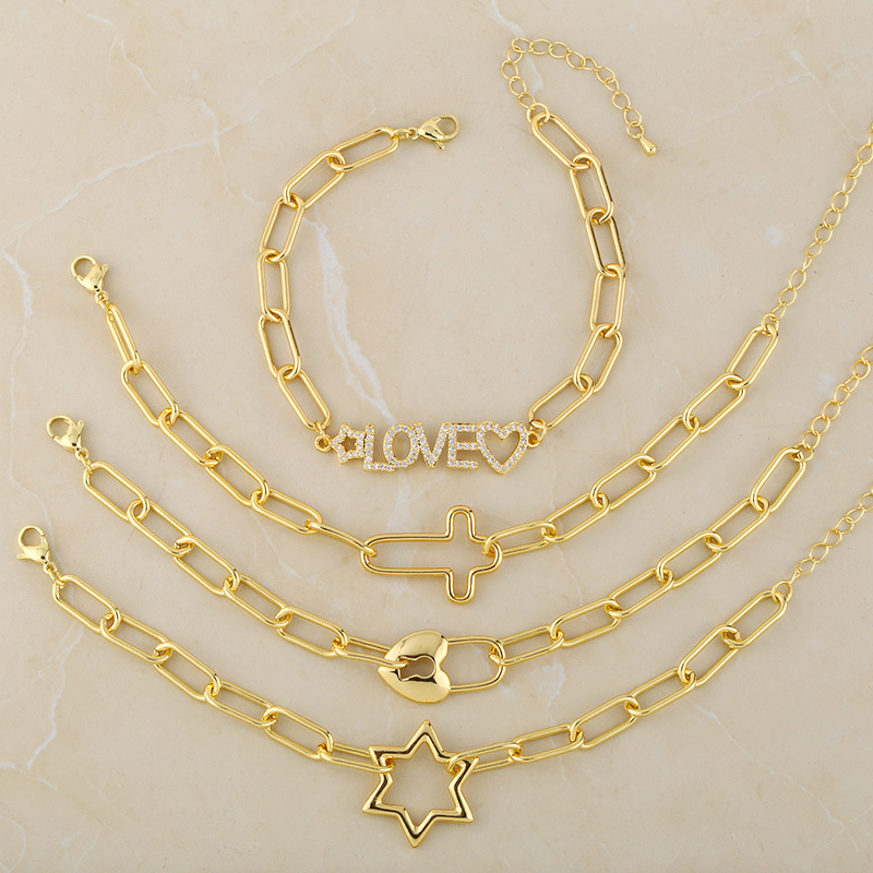 diamond letter five-pointed star bracelet