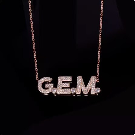 Star's Same Style g E m English Letter Diamond Necklace, Fashionable, Simple, Accessible Luxury, Niche and Versatile Jewelry for Your Girlfriend