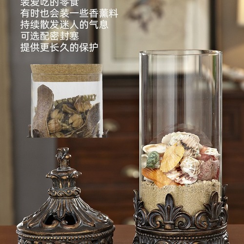 S588 American light luxury gold retro glass sealed jar storage jar decorative jar ornaments candy jar tea jar