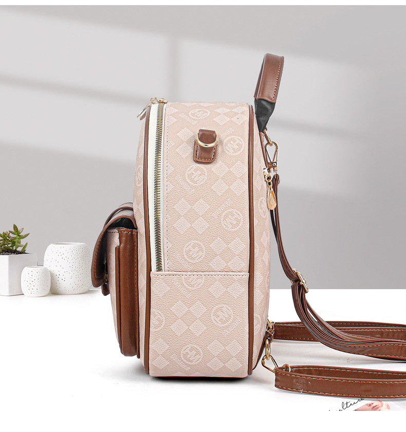 Rucksack Damentasche Feste Form Rucksack im koreanischen Stil Bedruckter Damen-Reiserucksack Große Kapazität Schultasche_voghion.com