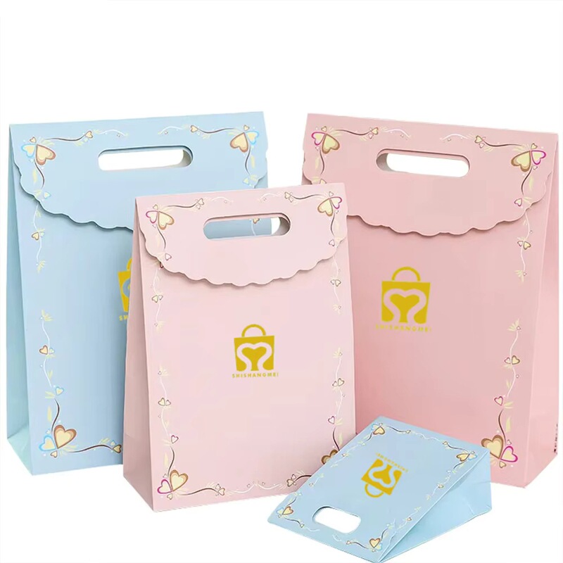 Jieyi Custom Paper Bags, Gift Bags, Tote Bags, Promotional Gold Foil Logo Die-Cut Handle Bags, Baby Shower Packaging Bags