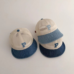 秋南 韓國兒童防曬帽夏季ins薄款P鴨舌字母寶寶帽子棒球帽批發