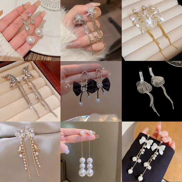 Light Luxury Flower Tassel Earrings Women's Small Fresh Super Fairy All-match High-end Elegant Ear Studs and Accessories