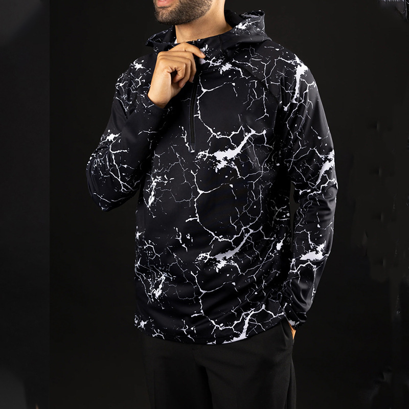 Quarter Zip cotton wool stand collar oversized fit men's side zip sweater sweatshirt