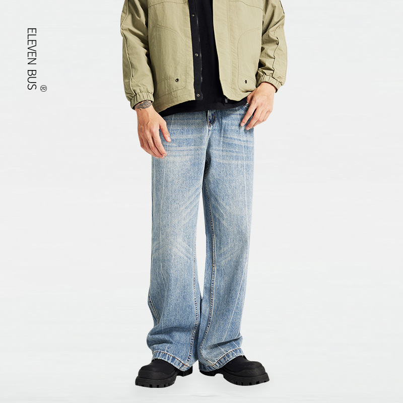 Jean Joker rétro américain délavé, pantalon droit pour nettoyer le sol, nouvelle mode printemps et automne 2023_voghion.com