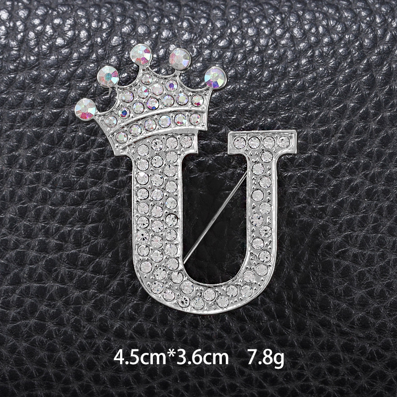 Simple Style Letter Crown Zinc Alloy Inlay Rhinestones Unisex Brooches display picture 20